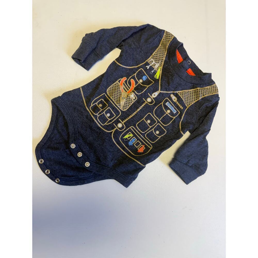 carhart baby one piece 3 months dark blue with fishing design